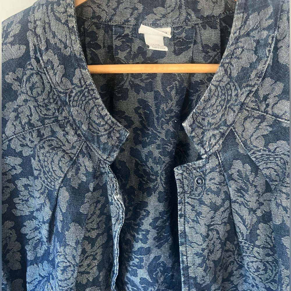 Vintage denim jacquard print jacket - Picture 4 of 7